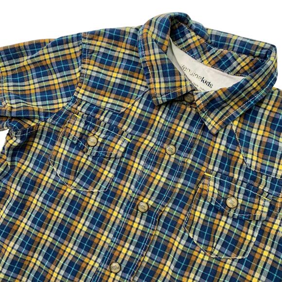 Genuine Kids Boys 2T Pearl Snap Tyle Western Shirt Short Sleeve Cotton Plaid - Picture 2 of 6